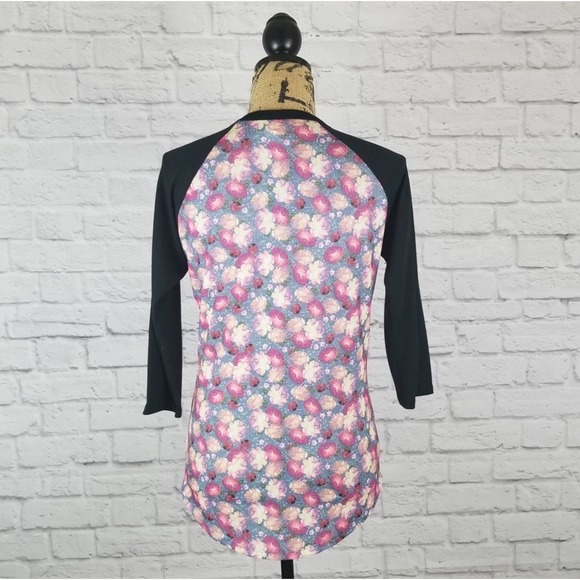LulaRoe Randy Baseball Style Floral Boho Top w/Raglan Sleeve | XS/Extra Small - Picture 6 of 8